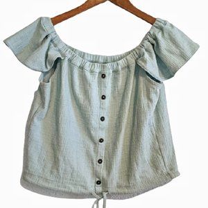 Madewell T&T Off Shoulder Crop Tie Front Top M